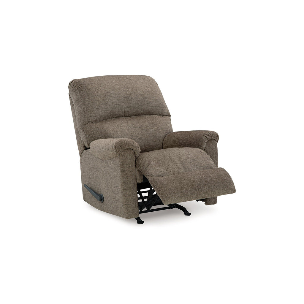 Fauteuil inclinable à bascule manuel Ead, mousse moelleuse, polyester marron muscade