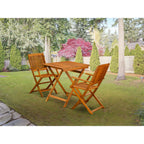 Ensemble de 3 tables pliantes en bois East West Furniture : une table basse d'extérieur en bois d'acacia et 2 fauteuils pliants, huile naturelle