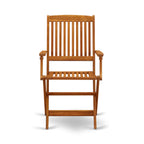 Ensemble de 3 tables pliantes en bois East West Furniture : une table basse d'extérieur en bois d'acacia et 2 fauteuils pliants, huile naturelle