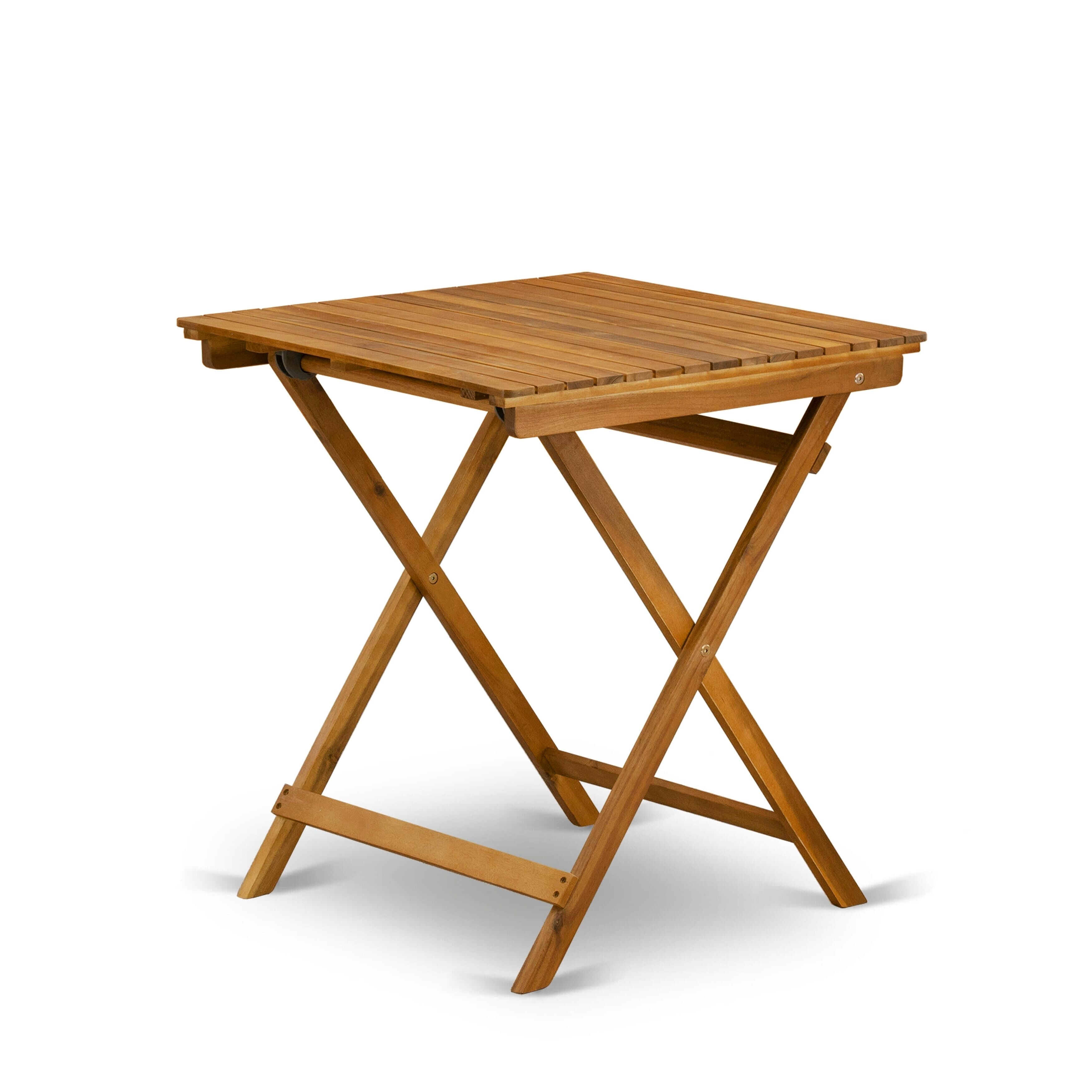 Ensemble de 3 tables pliantes en bois East West Furniture : une table basse d'extérieur en bois d'acacia et 2 fauteuils pliants, huile naturelle