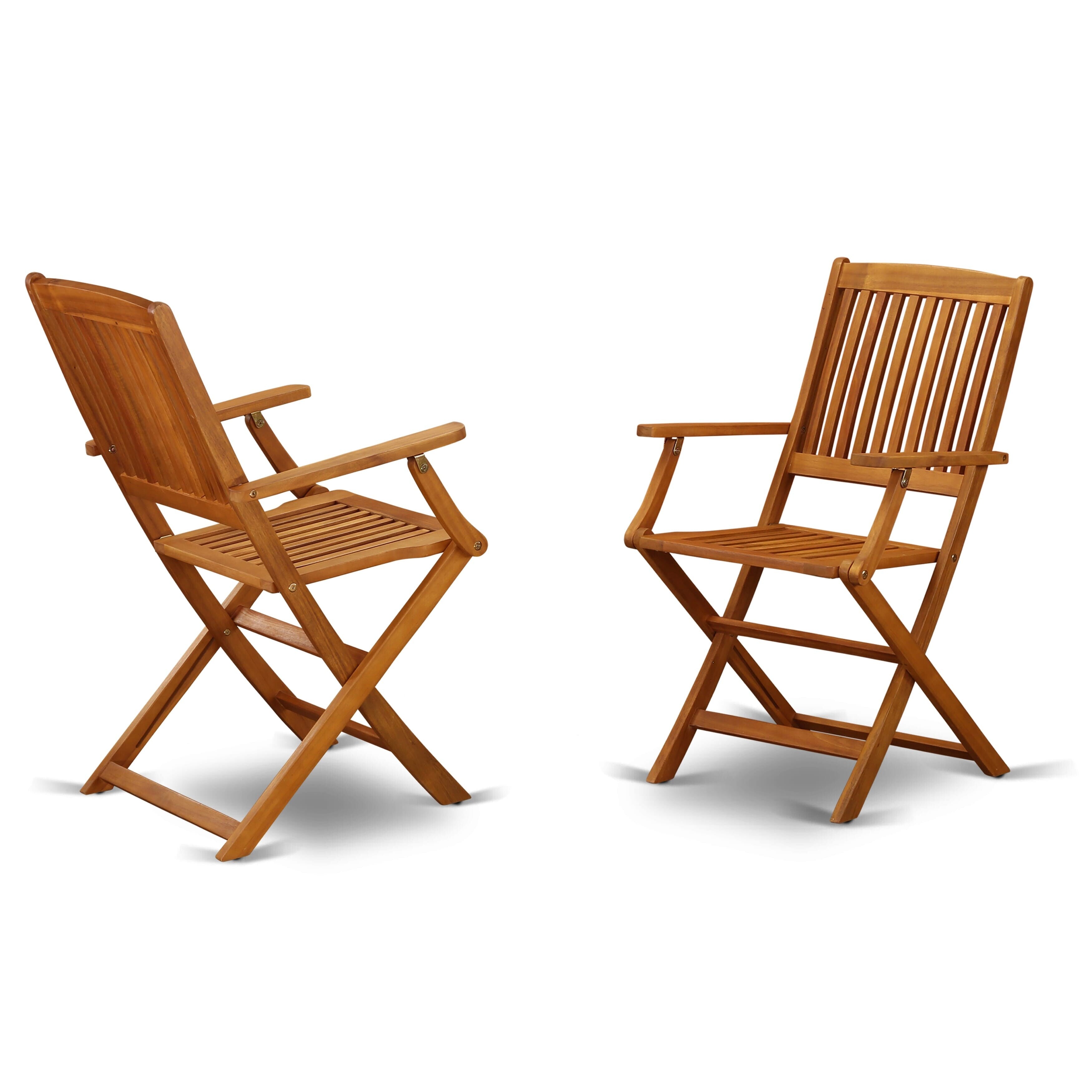 Ensemble de 3 tables pliantes en bois East West Furniture : une table basse d'extérieur en bois d'acacia et 2 fauteuils pliants, huile naturelle