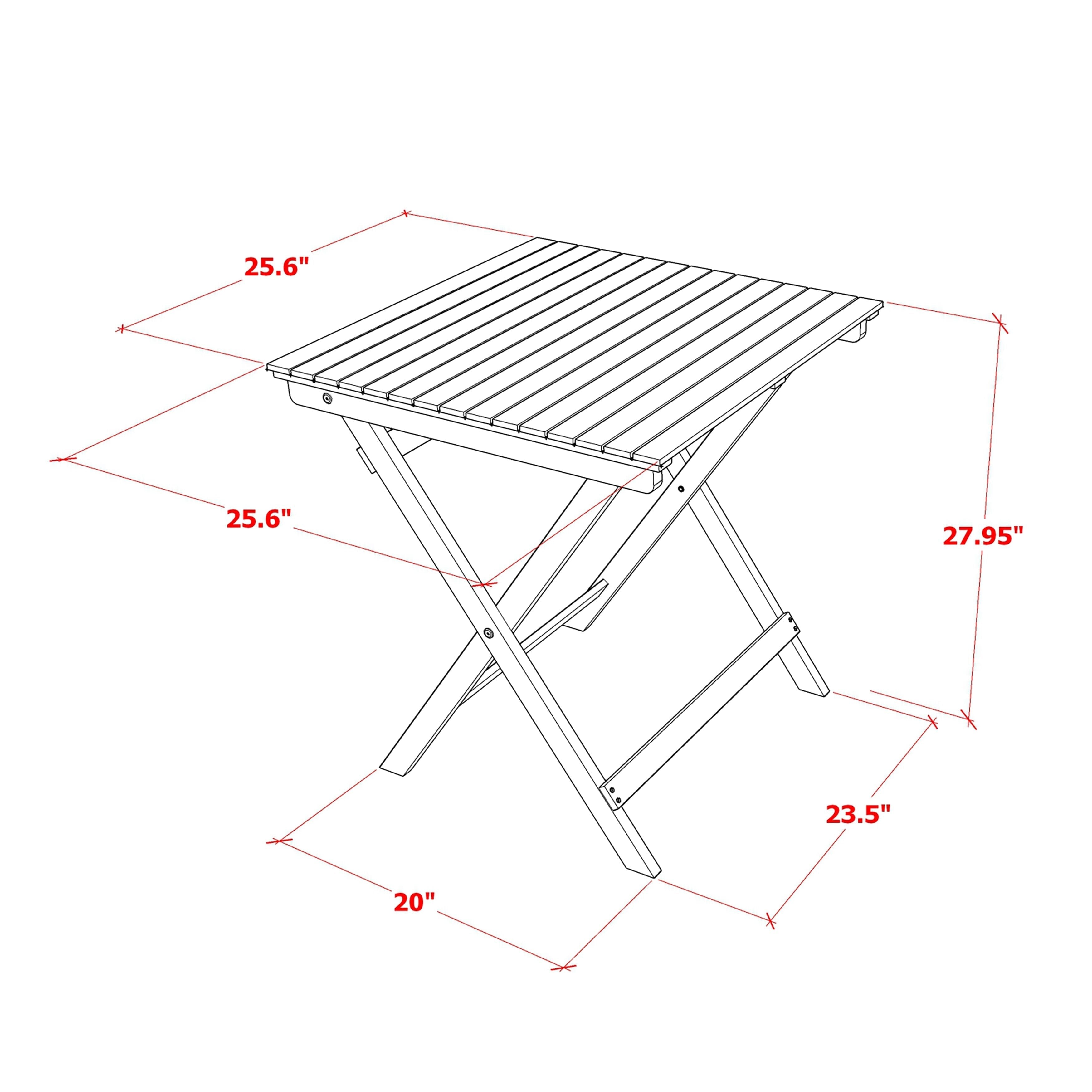 Ensemble de 3 tables pliantes en bois East West Furniture : une table basse d'extérieur en bois d'acacia et 2 fauteuils pliants, huile naturelle