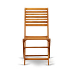 Ensemble de bistrot d'extérieur East West Furniture comprenant une table basse ronde en bois et deux chaises pliantes, huile naturelle