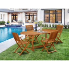 Ensembles de salle à manger d'extérieur East West Furniture : table ovale en bois d'acacia et chaises pliantes, huile naturelle (options de pièces)