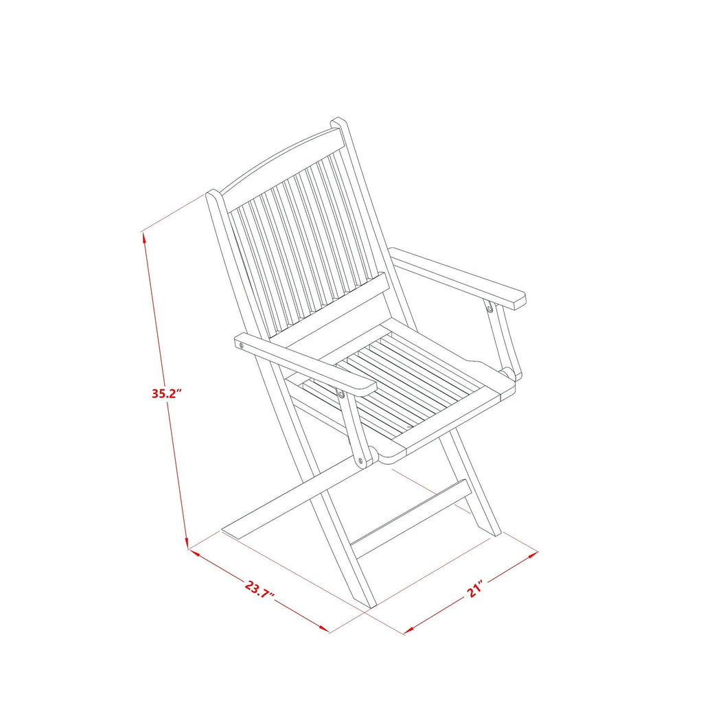 Ensembles de salle à manger d'extérieur East West Furniture : table ovale en bois d'acacia et chaises pliantes, huile naturelle (options de pièces)