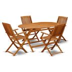 Ensemble de meubles de jardin East West Furniture : table en bois d'acacia et 4 chaises pliantes, huile naturelle (options de pièces)