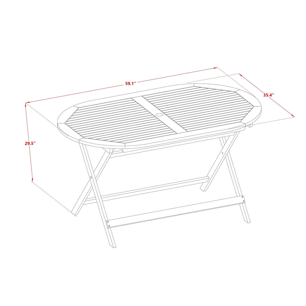 Ensemble de meubles de jardin East West Furniture : table en bois d'acacia et 4 chaises pliantes, huile naturelle (options de pièces)