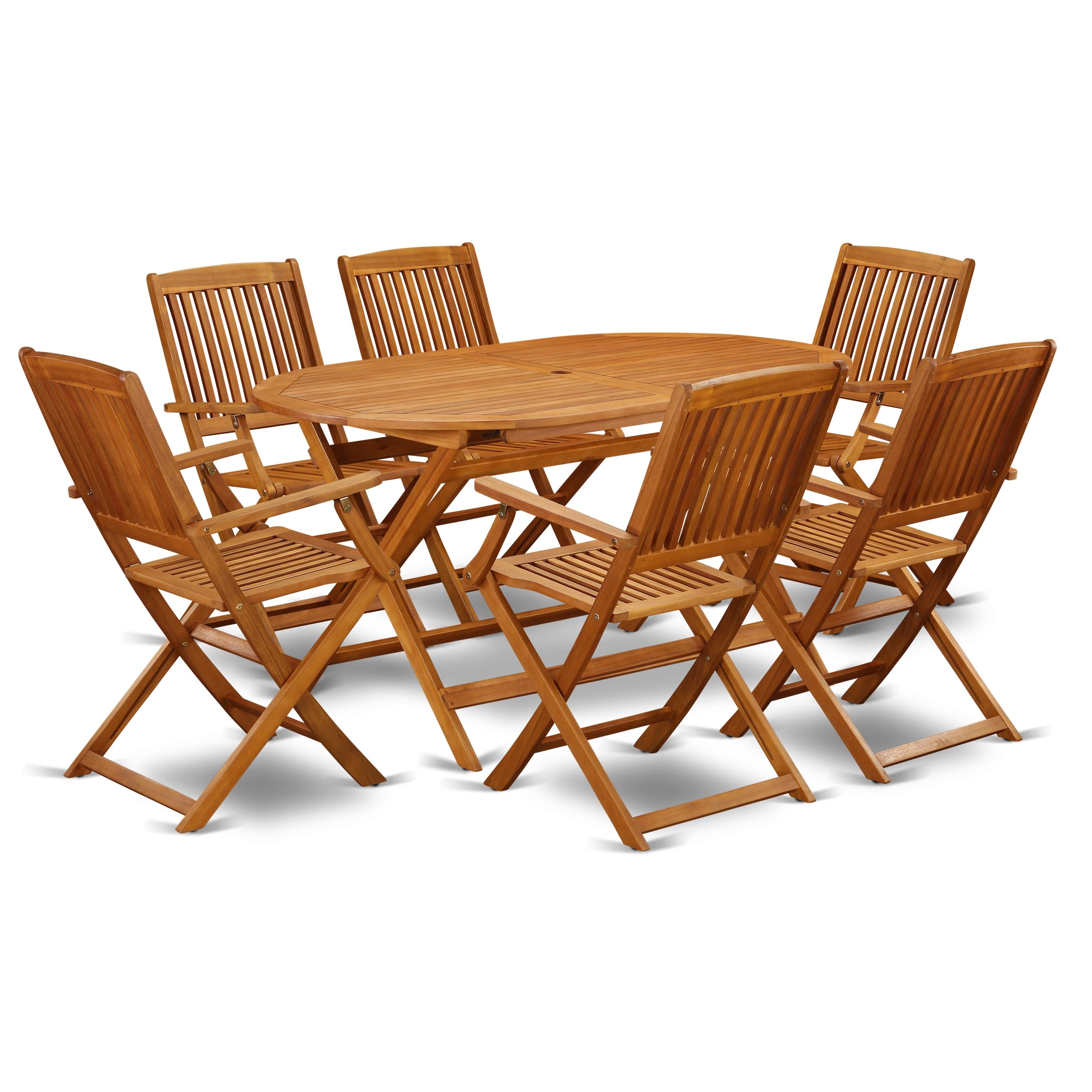 Ensemble de meubles de jardin East West Furniture : table en bois d'acacia et 4 chaises pliantes, huile naturelle (options de pièces)