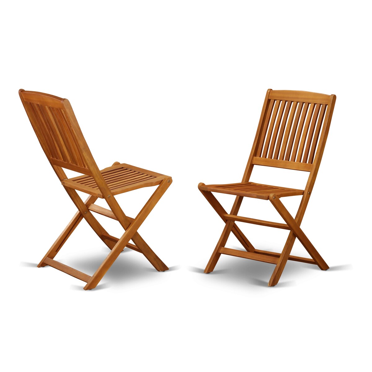 Ensemble de table de patio East West Furniture : table en bois d'acacia, chaises pliantes et chaises d'appoint, huile naturelle (options de pièces)