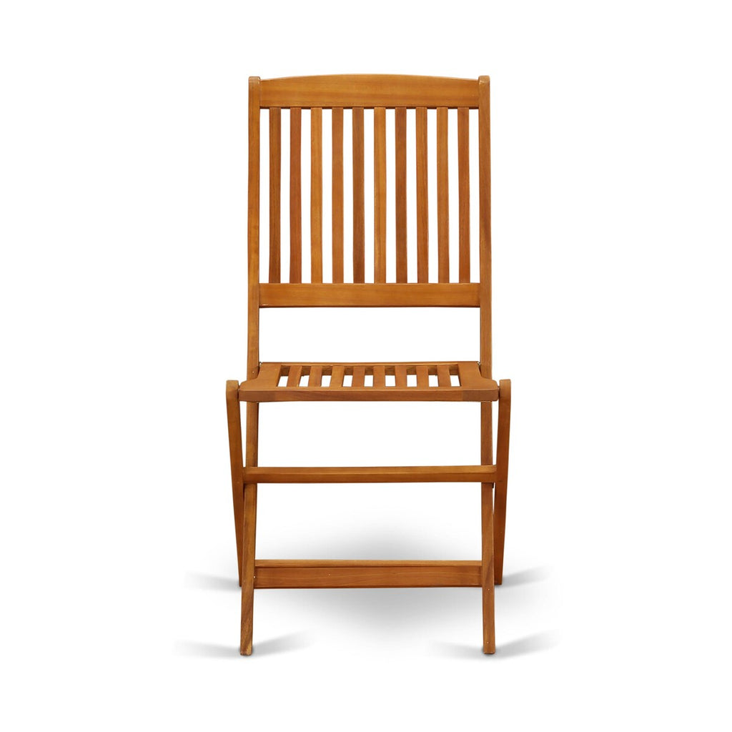Ensemble de table de patio East West Furniture : table en bois d'acacia, chaises pliantes et chaises d'appoint, huile naturelle (options de pièces)