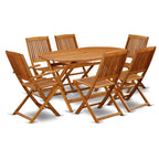 Ensemble de table de patio East West Furniture : table en bois d'acacia, chaises pliantes et chaises d'appoint, huile naturelle (options de pièces)