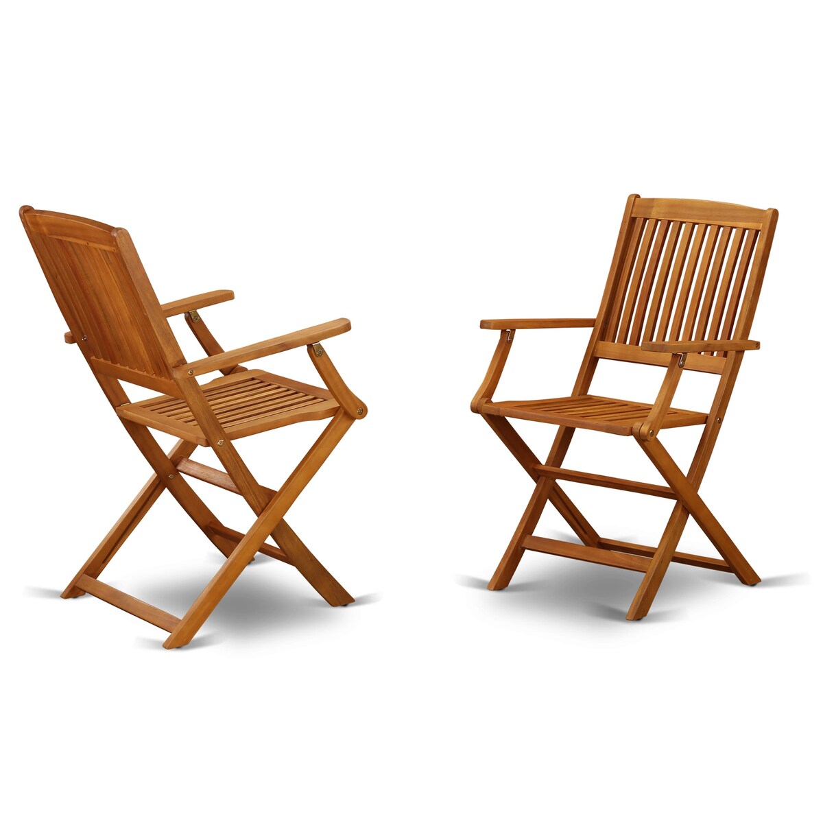 Ensemble de table de patio East West Furniture : table en bois d'acacia, chaises pliantes et chaises d'appoint, huile naturelle (options de pièces)