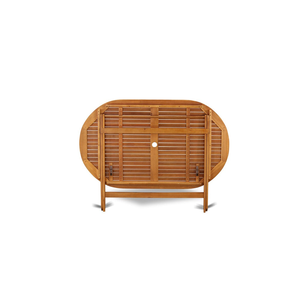 Ensemble de table de patio East West Furniture : table en bois d'acacia, chaises pliantes et chaises d'appoint, huile naturelle (options de pièces)