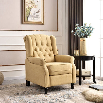 Fauteuil inclinable avec dossier capitonné et pieds en bois