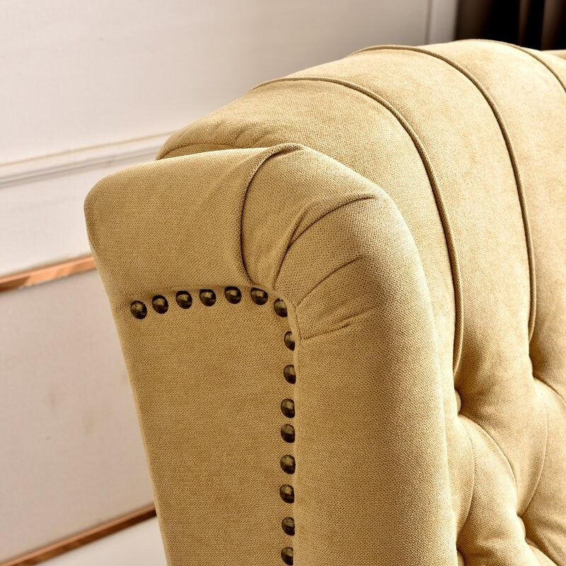 Fauteuil inclinable avec dossier capitonné et pieds en bois