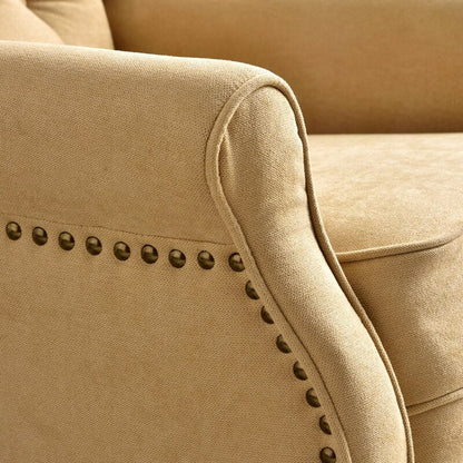 Fauteuil inclinable avec dossier capitonné et pieds en bois