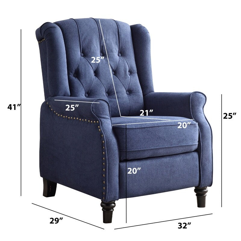 Fauteuil inclinable avec dossier capitonné et pieds en bois