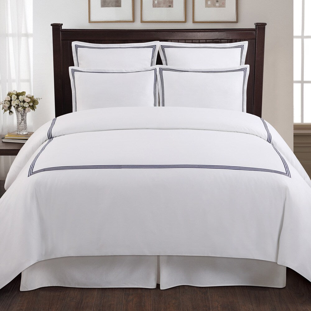 Ensemble housse de couette 3 pièces Echelon Home Three Line Hotel Collection