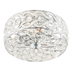 Plafonnier semi-encastré en métal tressé et cristal Olivia de River of Goods de 11,5 pouces - 11,5 x 11,5 x 6,375