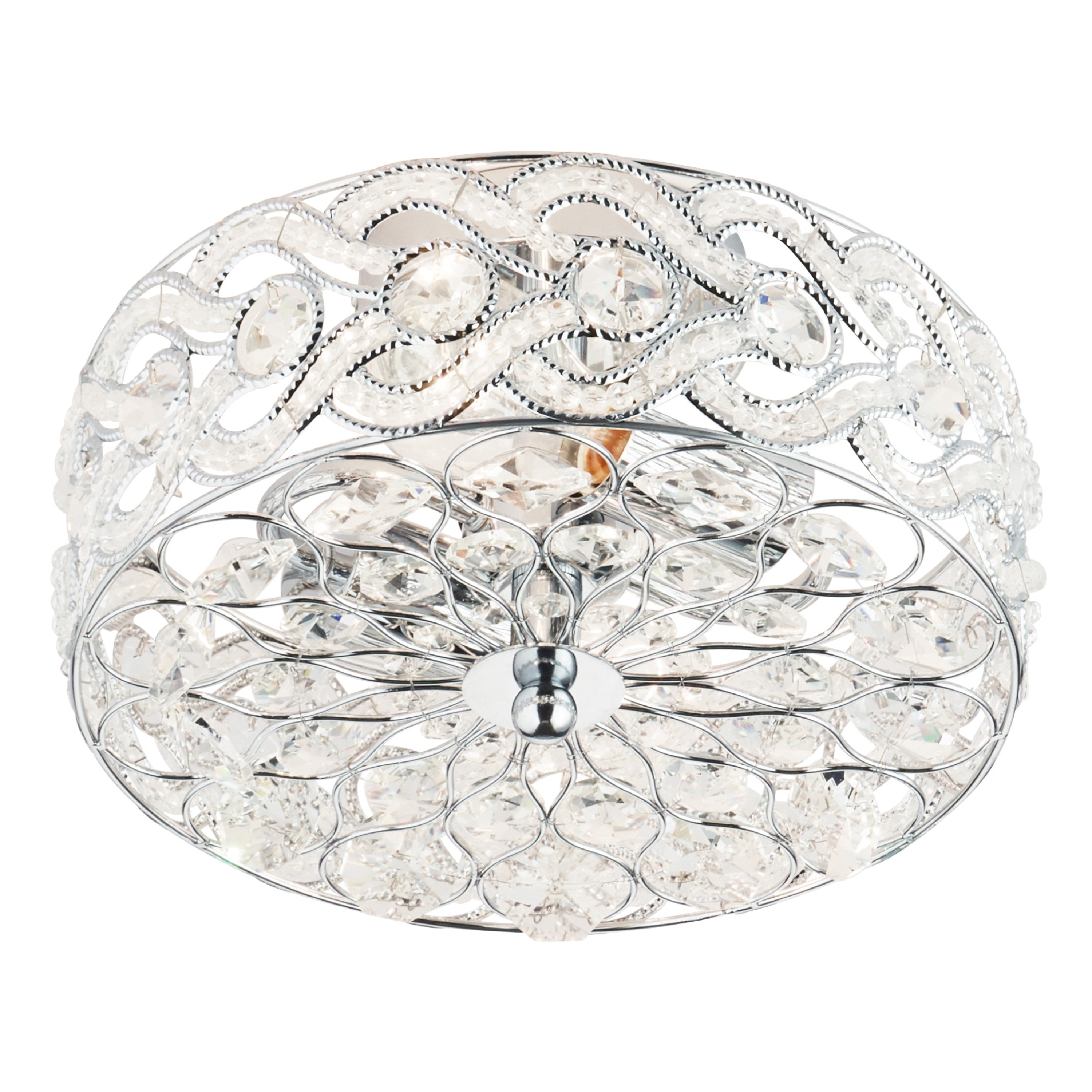 Plafonnier semi-encastré en métal tressé et cristal Olivia de River of Goods de 11,5 pouces - 11,5 x 11,5 x 6,375