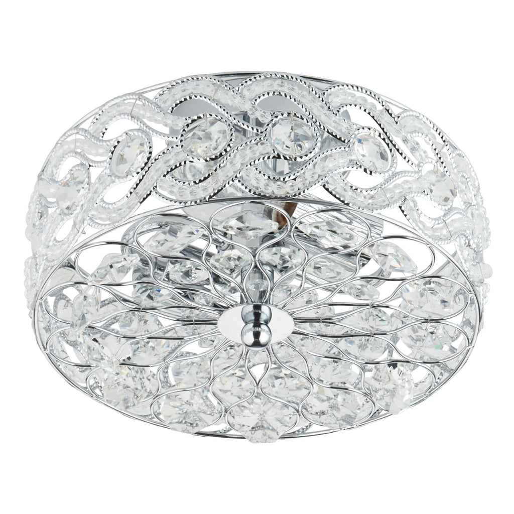Plafonnier semi-encastré en métal tressé et cristal Olivia de River of Goods de 11,5 pouces - 11,5 x 11,5 x 6,375