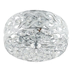 Plafonnier semi-encastré en métal tressé et cristal Olivia de River of Goods de 11,5 pouces - 11,5 x 11,5 x 6,375