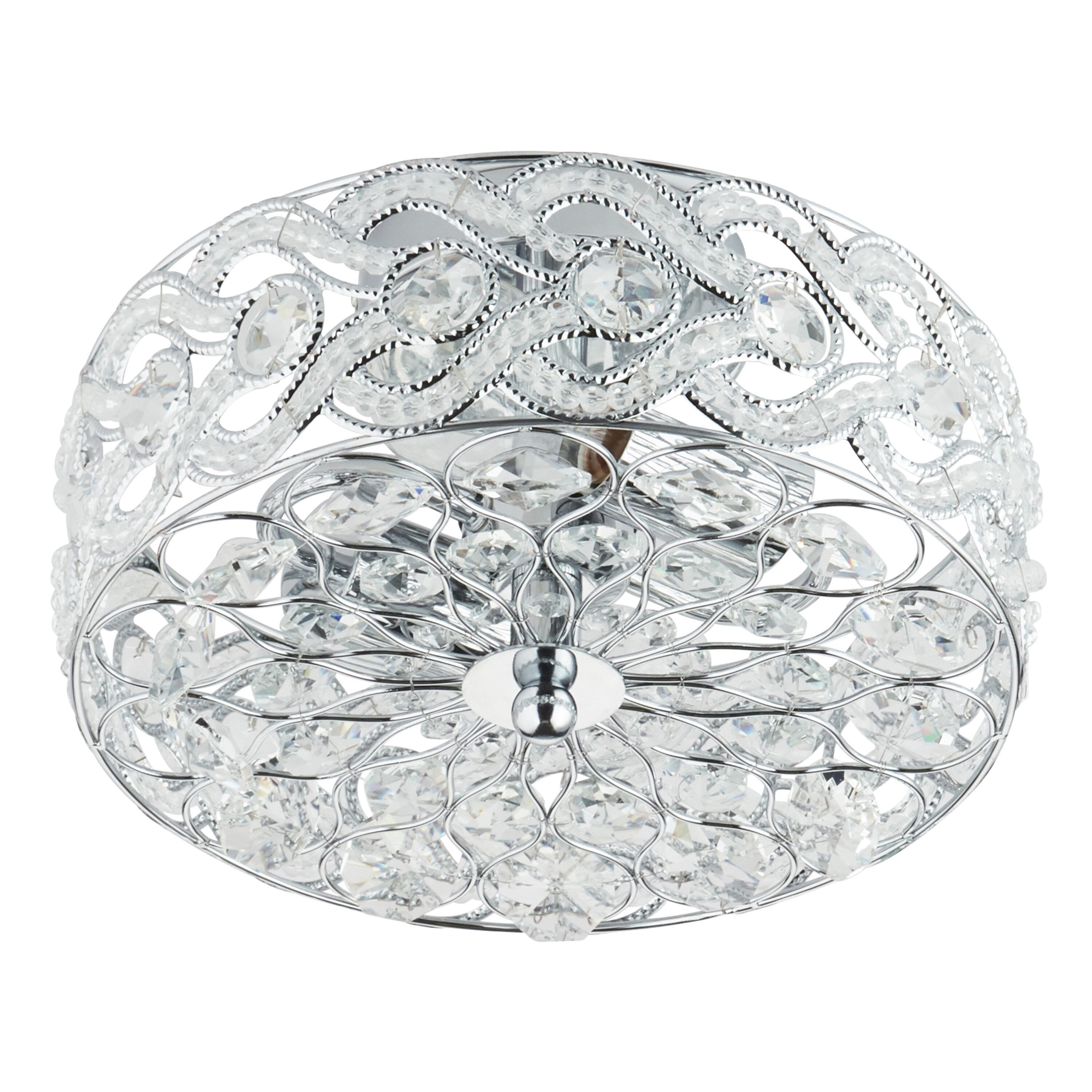 Plafonnier semi-encastré en métal tressé et cristal Olivia de River of Goods de 11,5 pouces - 11,5 x 11,5 x 6,375