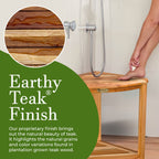 EcoDecors, Étagère d'angle en teck, Repose-pieds pour douche, Tabouret en teck pour douche intérieure, 45,7 cm