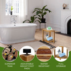 EcoDecors, Étagère d'angle en teck, Repose-pieds pour douche, Tabouret en teck pour douche intérieure, 45,7 cm