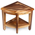 EcoDecors, Banc de douche élégant en teck, Tabouret de douche d'angle en teck, Banc de douche d'angle en teck, Avec étagère