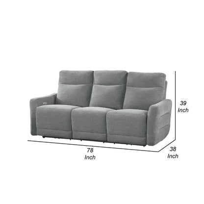 Canapé double inclinable électrique Eddie avec port USB, à plat, tissu chenille gris tourterelle