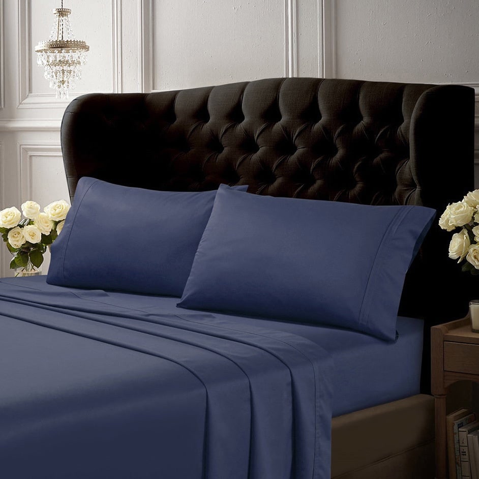 Parure de lit 6 pièces en coton égyptien 500 fils avec poche extra profonde