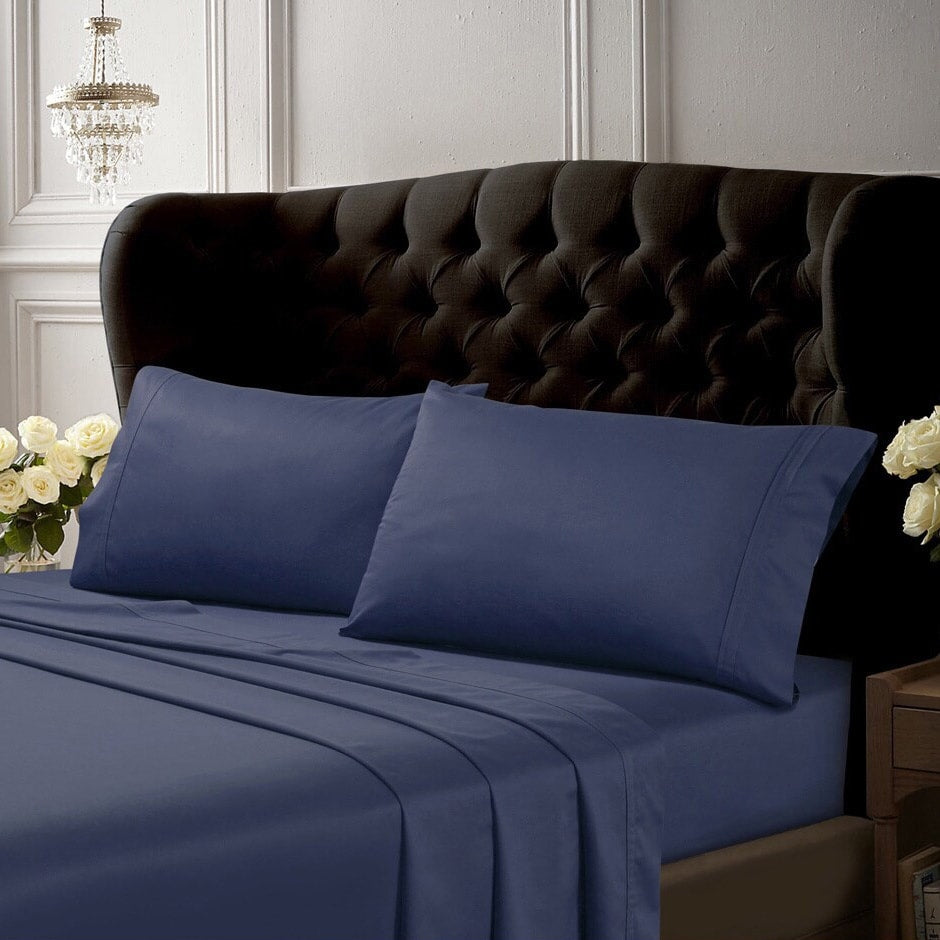 Parure de lit unie en coton égyptien 500 fils au pouce carré avec poche extra profonde