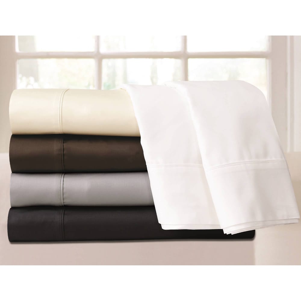 Parure de lit 6 pièces en coton égyptien 600 fils avec poche extra profonde