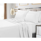 Parure de lit 6 pièces en coton égyptien 600 fils avec poche extra profonde