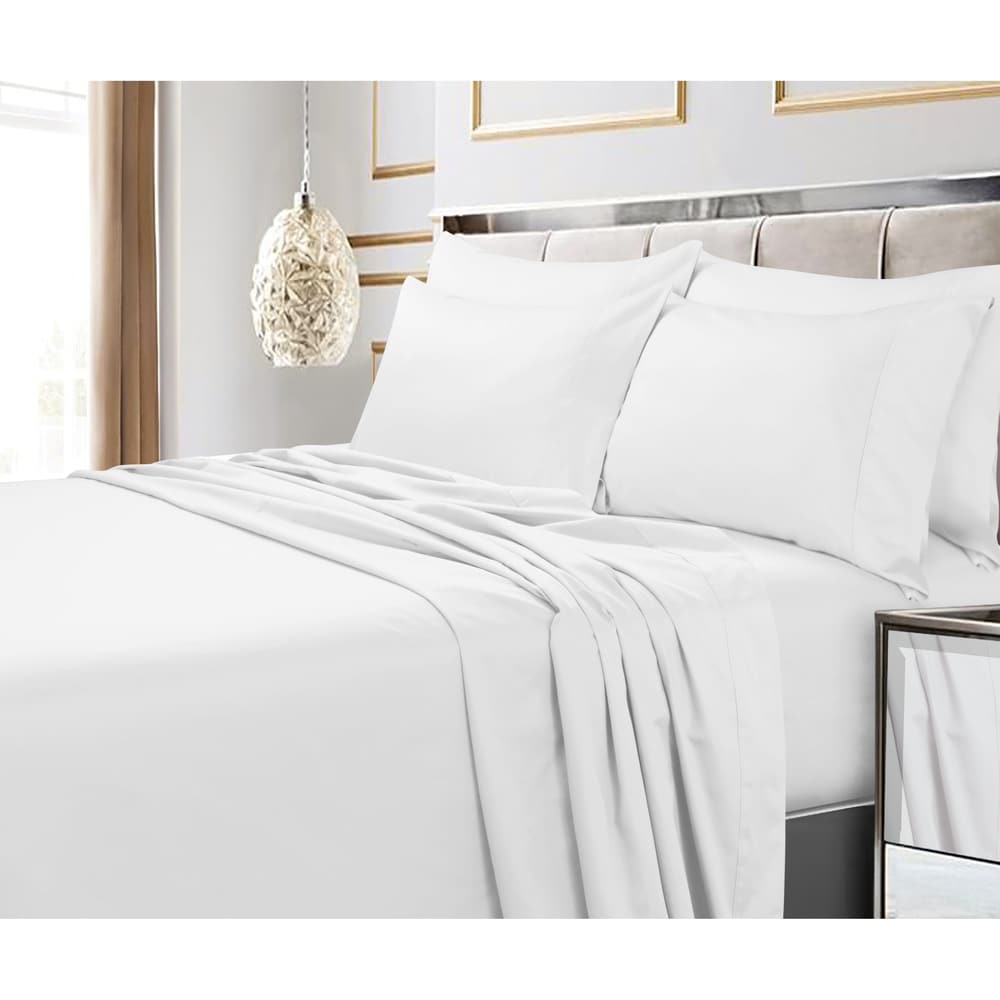 Parure de lit 6 pièces en coton égyptien 600 fils avec poche extra profonde