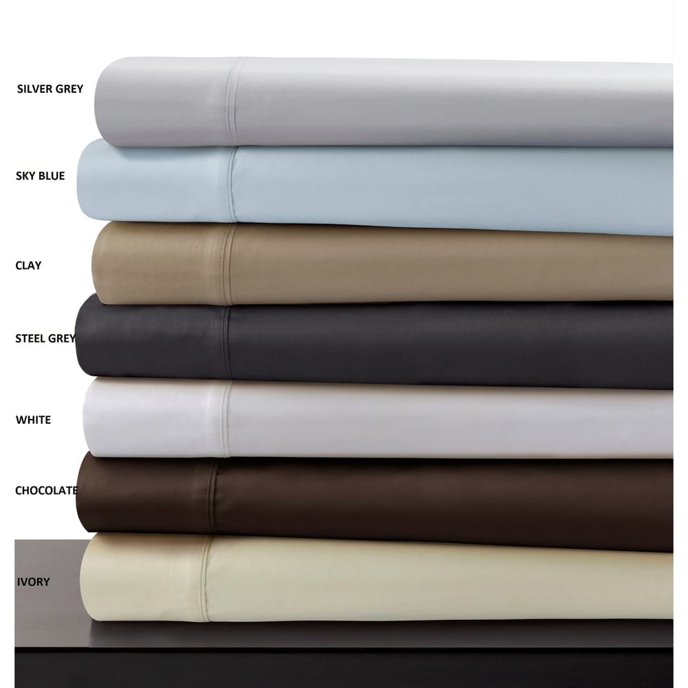 Parure de lit 6 pièces en coton égyptien 600 fils avec poche extra profonde