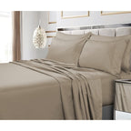 Parure de lit 6 pièces en coton égyptien 600 fils avec poche extra profonde
