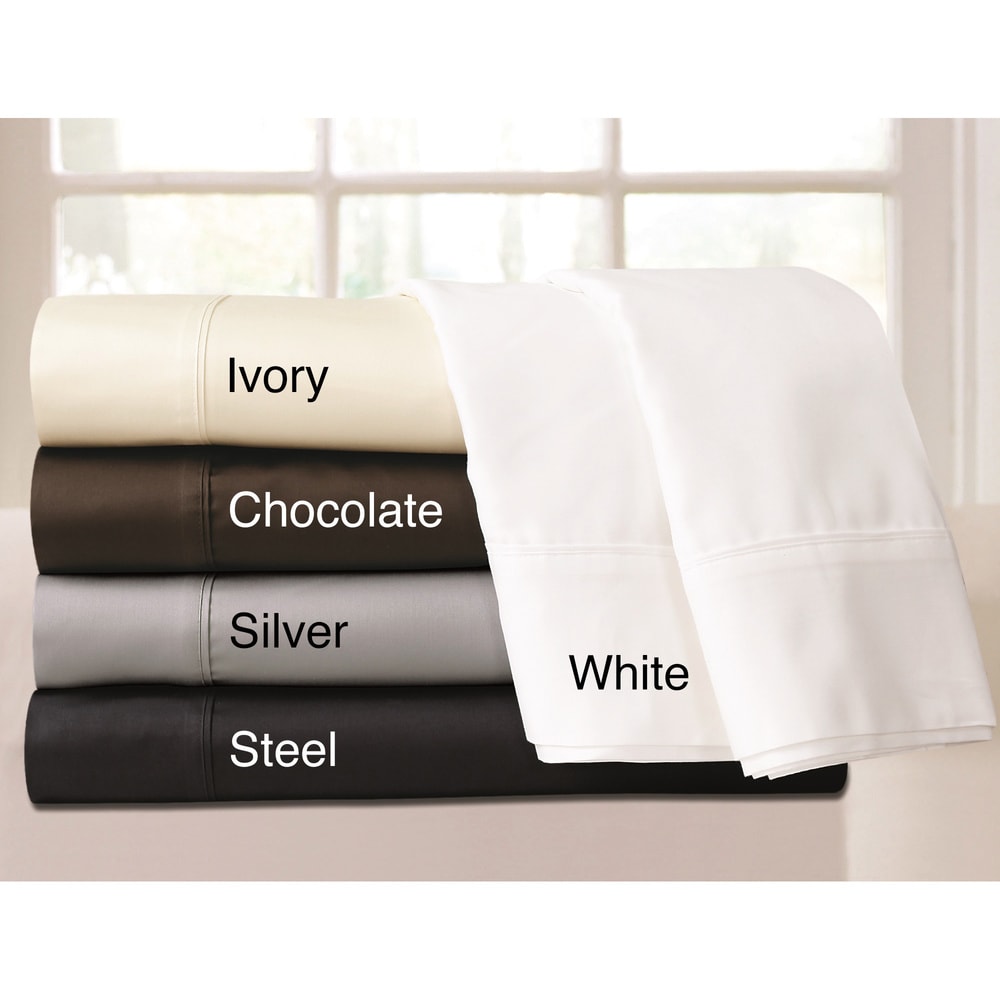 Parure de lit 6 pièces en coton égyptien 600 fils avec poche extra profonde