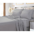 Parure de lit 6 pièces en coton égyptien 600 fils avec poche extra profonde