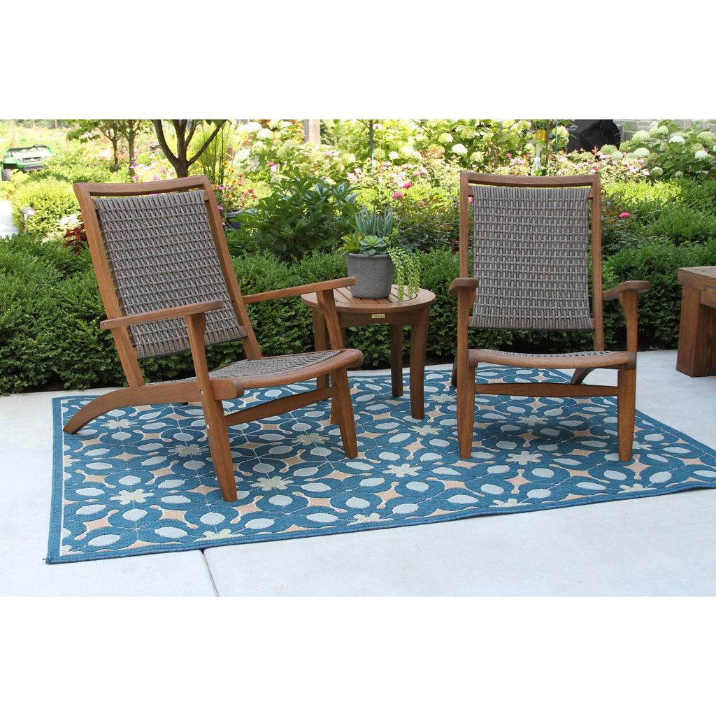 Ensemble de 3 chaises longues en osier d'eucalyptus avec table d'appoint ronde Eilaf