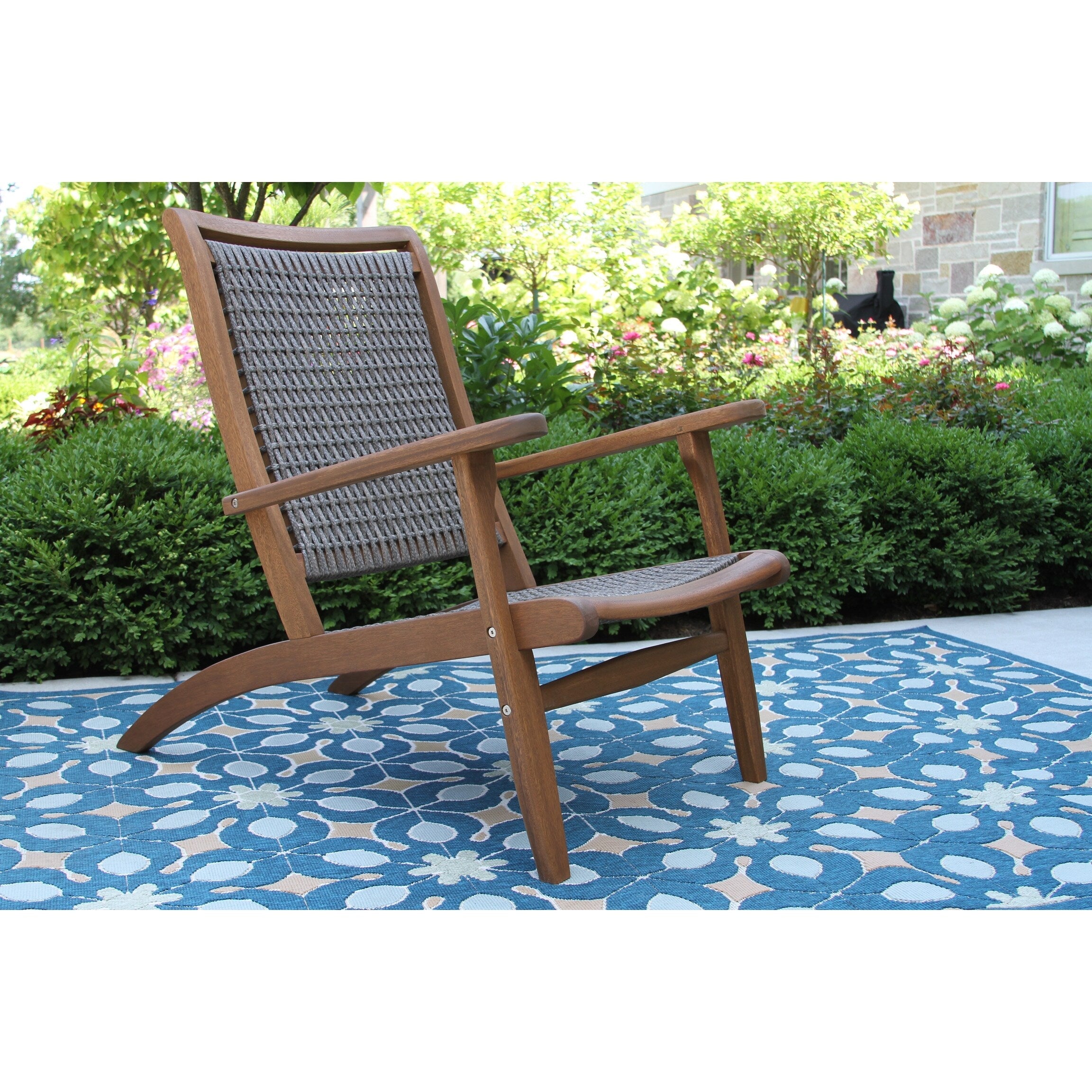 Ensemble de 3 chaises longues en osier d'eucalyptus avec table d'appoint ronde Eilaf