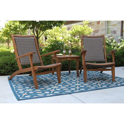 Ensemble de 3 chaises longues en osier d'eucalyptus avec table d'appoint carrée Eilaf