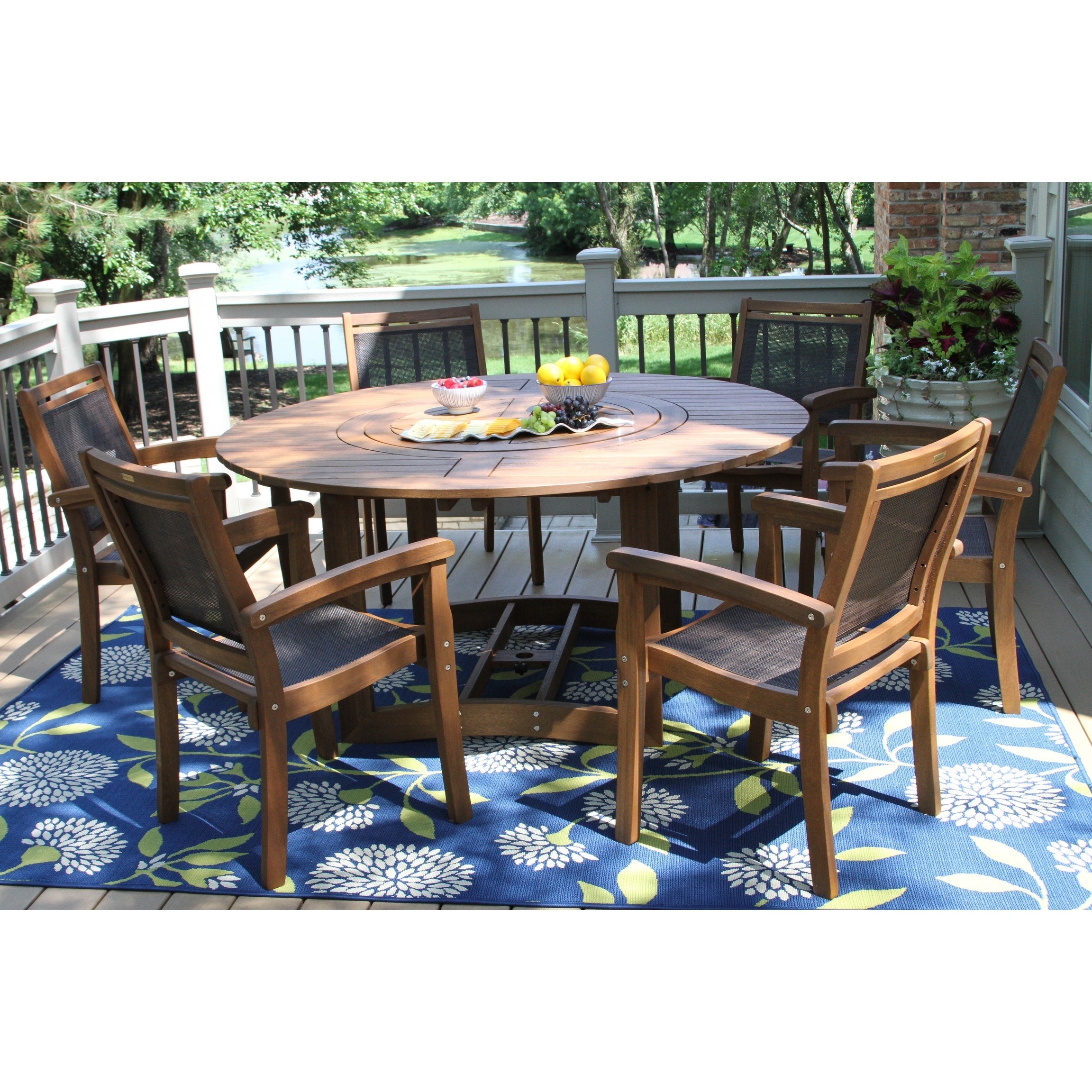 Ensemble de 7 plateaux tournants Eilaf avec chaises empilables