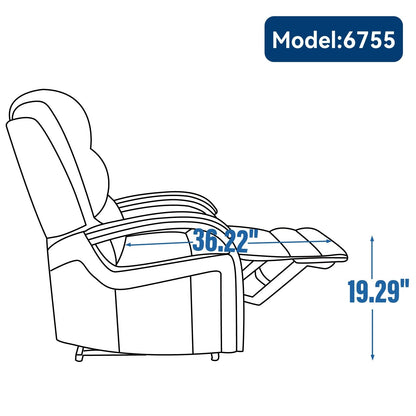 Fauteuil inclinable électrique en chenille avec deux moteurs, positions d'inclinaison infinies, chauffage et massage 8 points, accoudoirs en bois massif