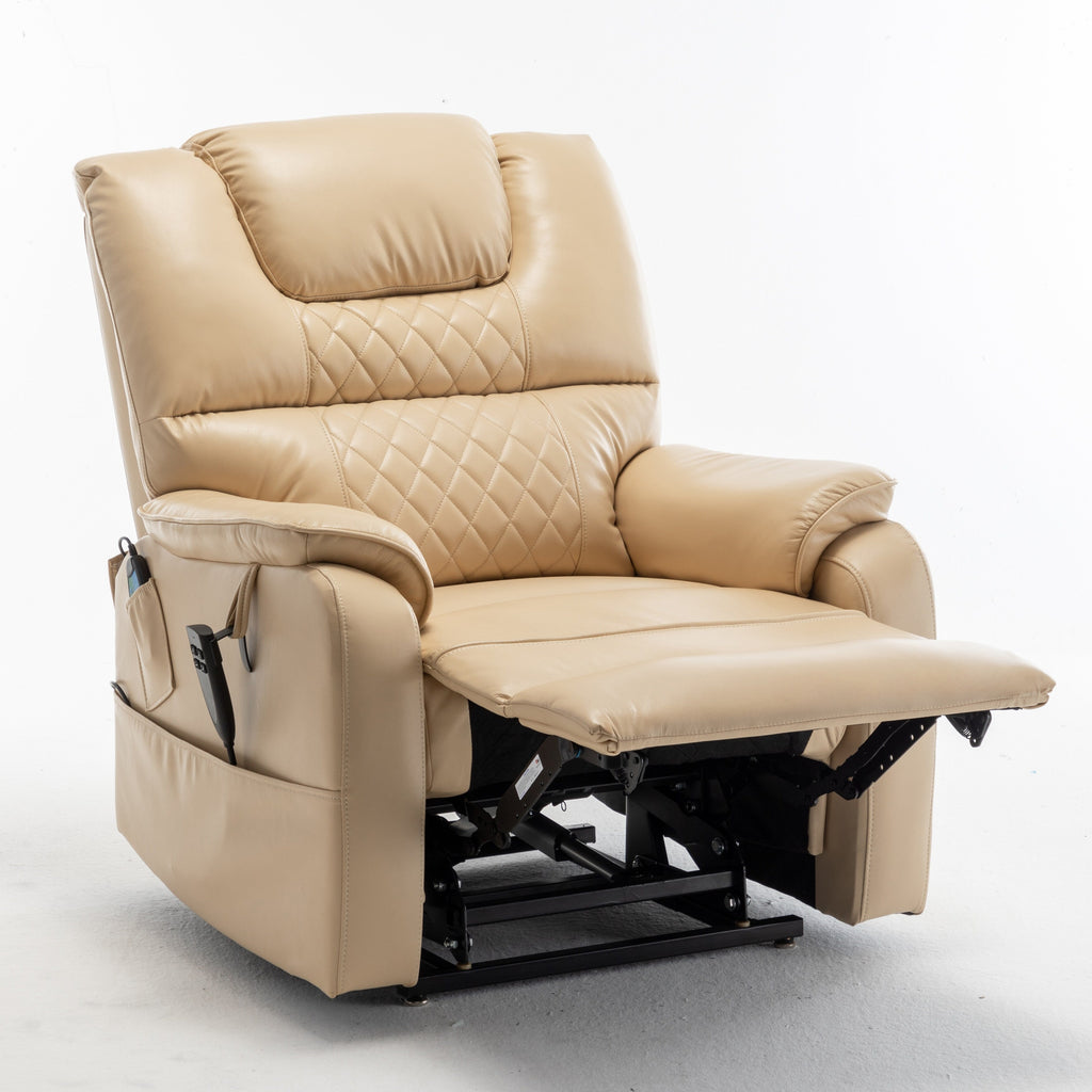 Fauteuil inclinable électrique pour personnes âgées avec inclinaison complète à 180°, moteur OKIN, siège large et poches latérales