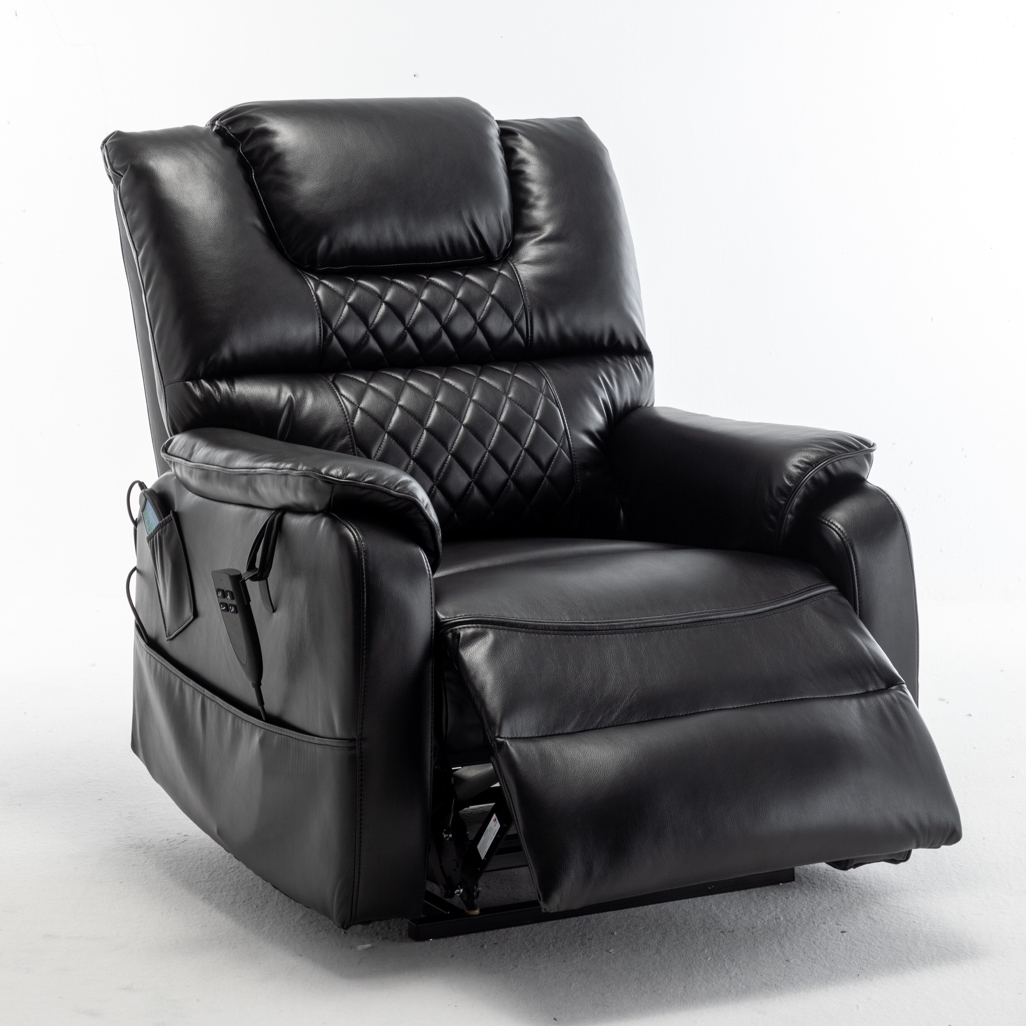 Fauteuil inclinable électrique pour personnes âgées avec inclinaison complète à 180°, moteur OKIN, siège large et poches latérales