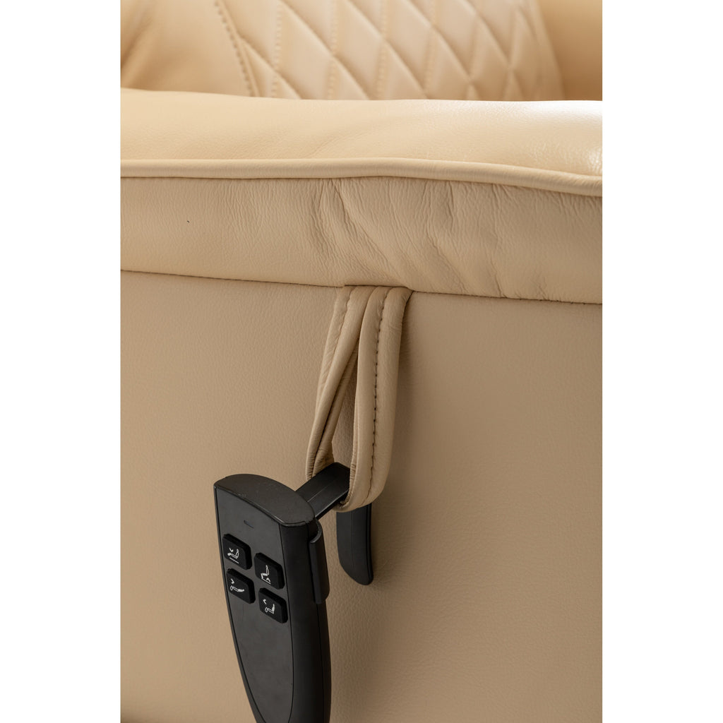 Fauteuil inclinable électrique pour personnes âgées avec inclinaison complète à 180°, moteur OKIN, siège large et poches latérales