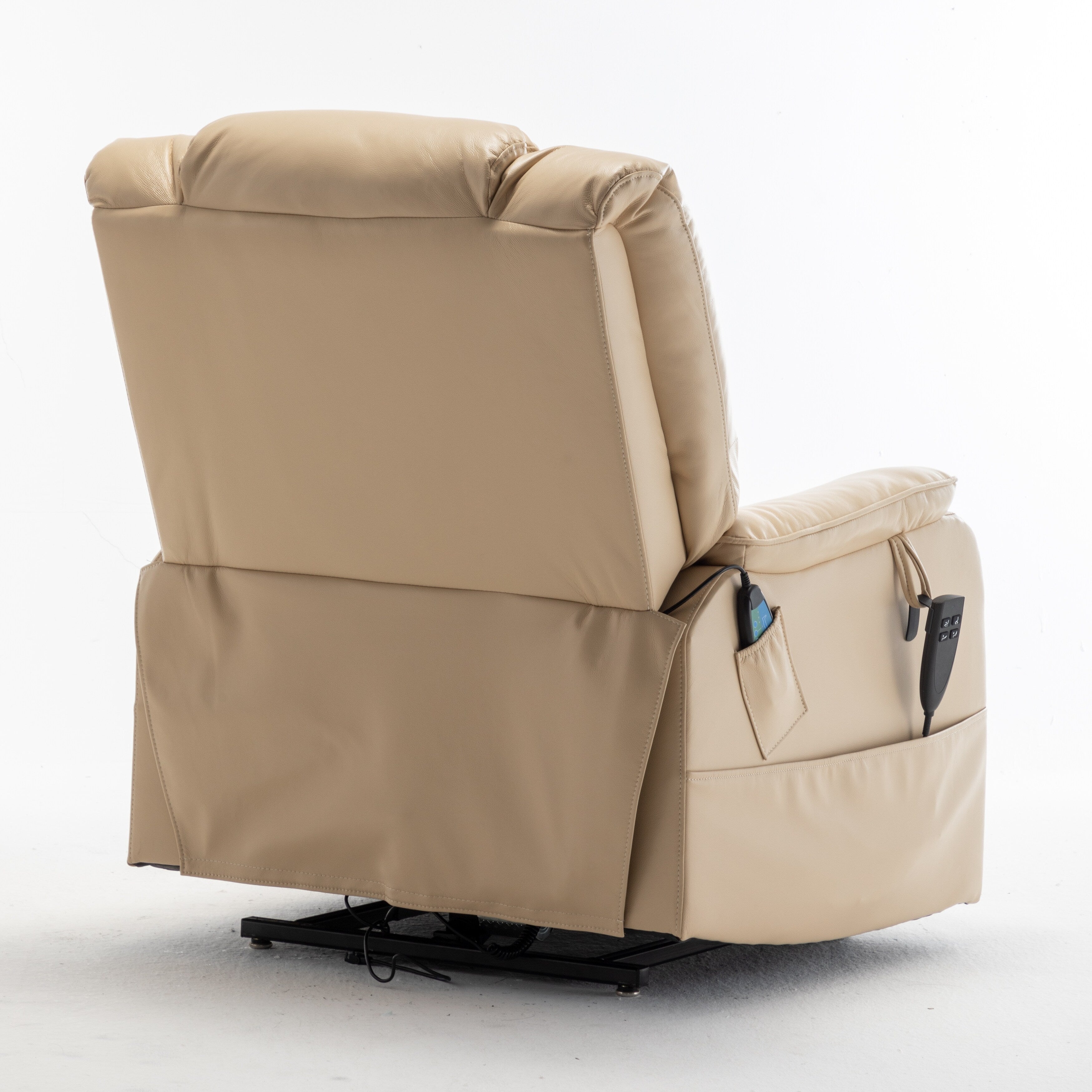 Fauteuil inclinable électrique pour personnes âgées avec inclinaison complète à 180°, moteur OKIN, siège large et poches latérales