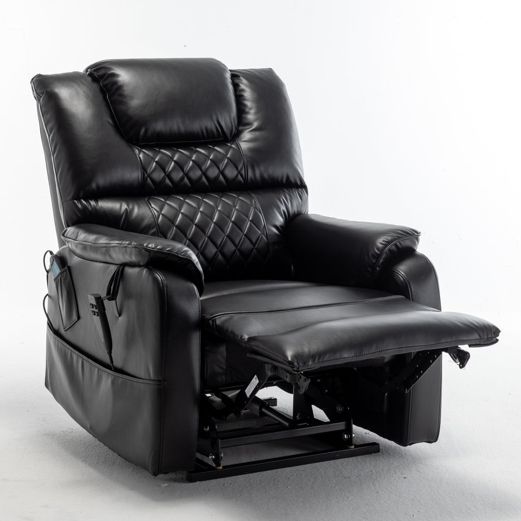 Fauteuil inclinable électrique pour personnes âgées avec inclinaison complète à 180°, moteur OKIN, siège large et poches latérales